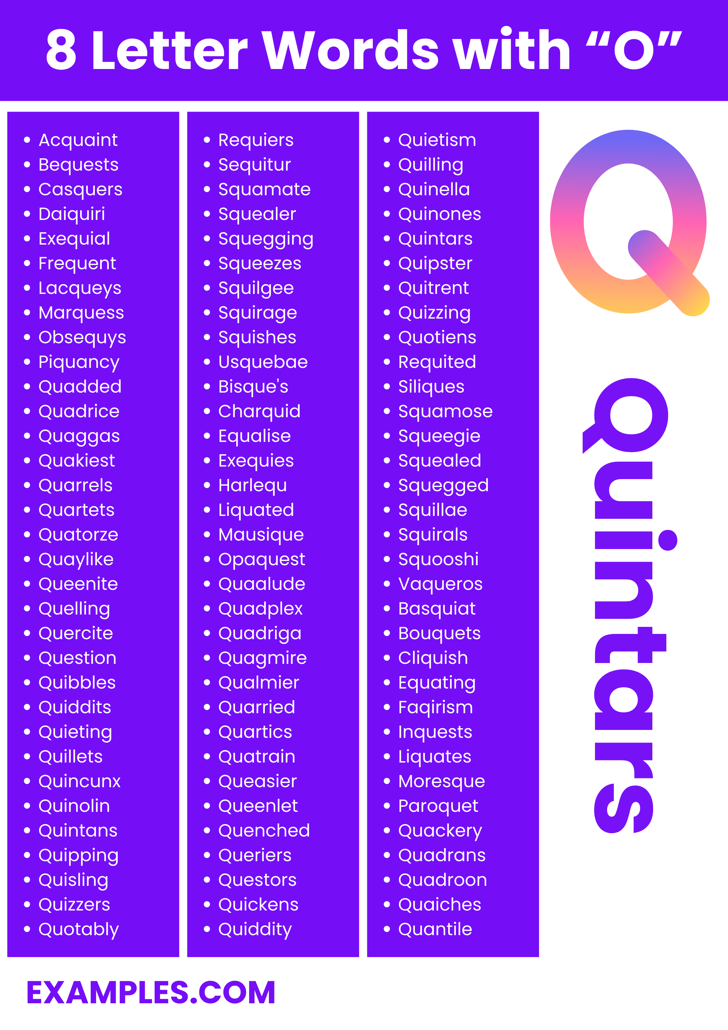 8 letter words with o