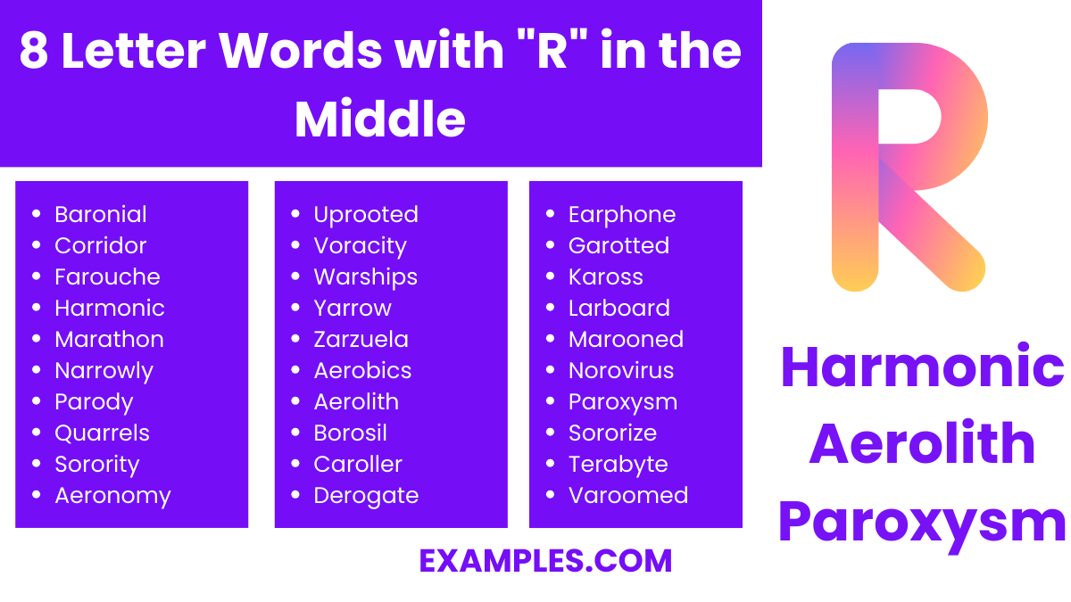 8 letter words with r in the middle