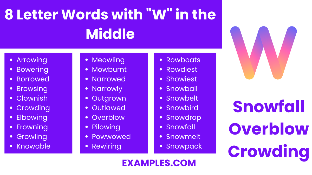 8 letter words with w in the middle