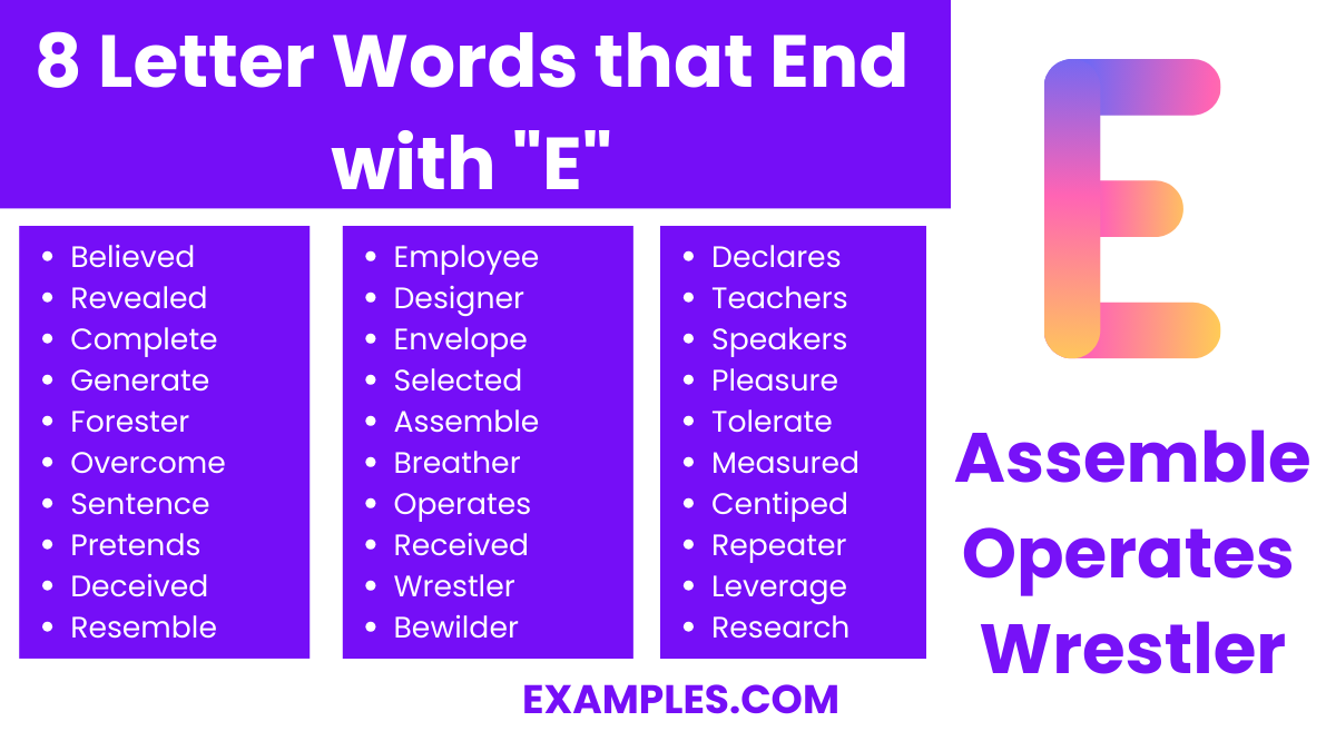 8 letter words with e in the middle