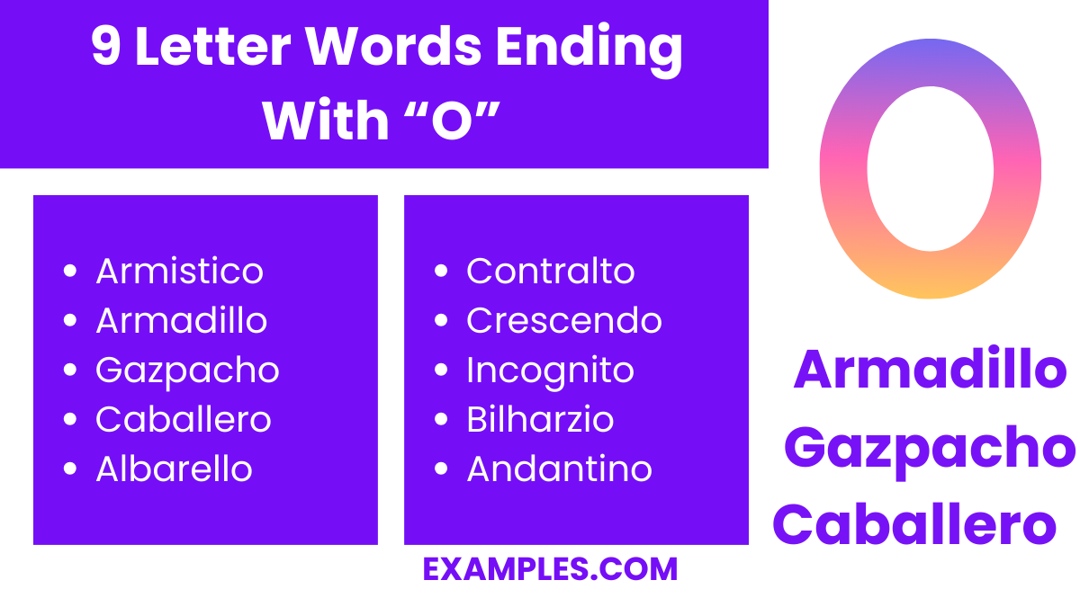 9 letter words ending with o