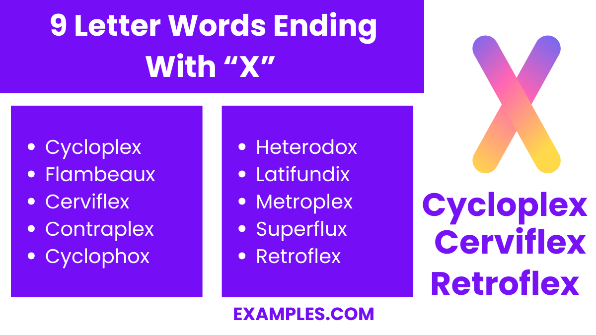 9 letter words ending with x