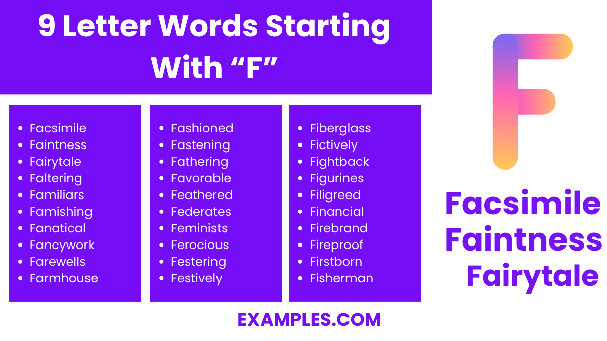 9 letter words starting with f