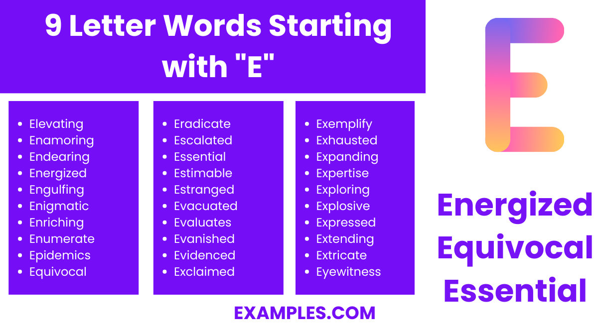 9 letter words starting with e