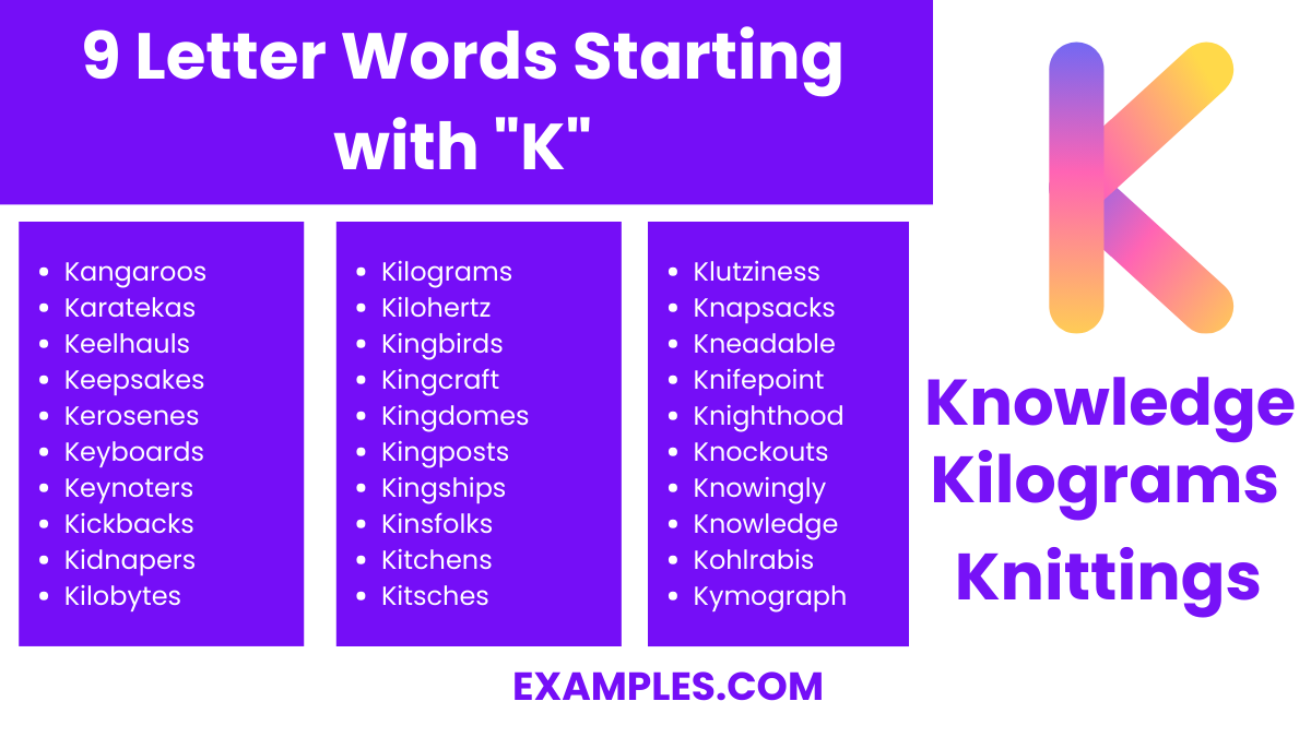 9 letter words starting with k