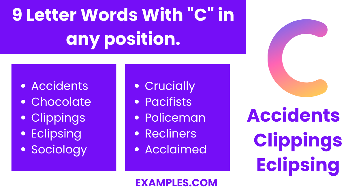 9 letter words with c in any position