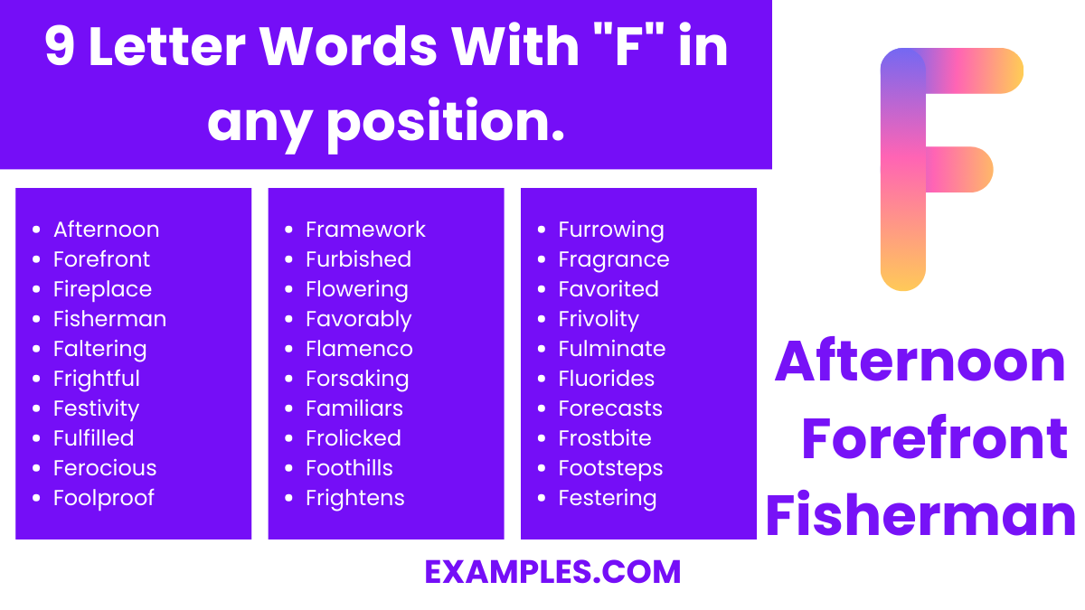 9 letter words with f in any position
