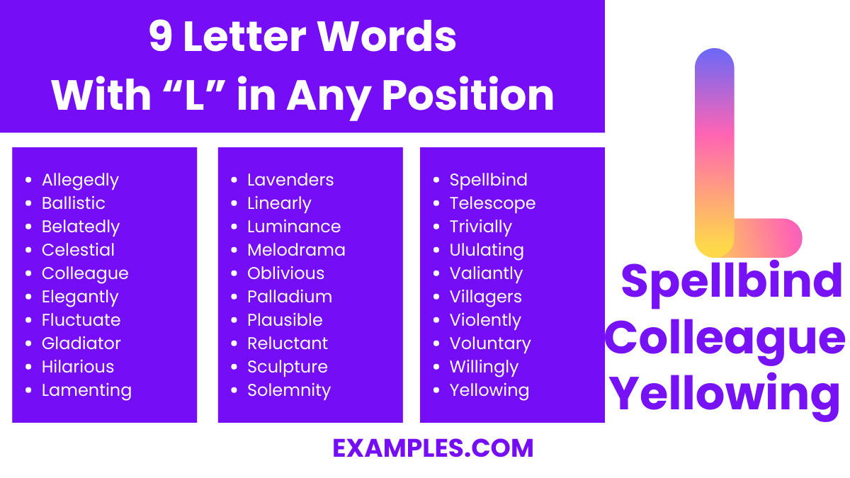 9 letter words with l in any position
