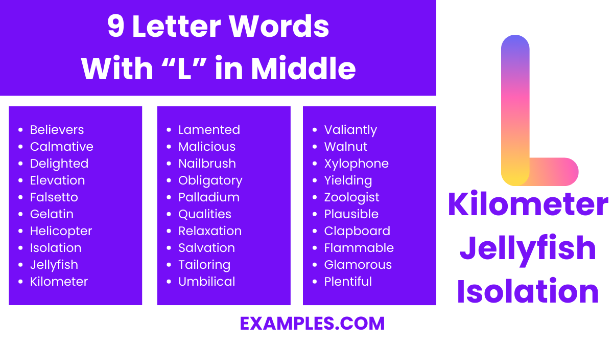 9 letter words with l in middle