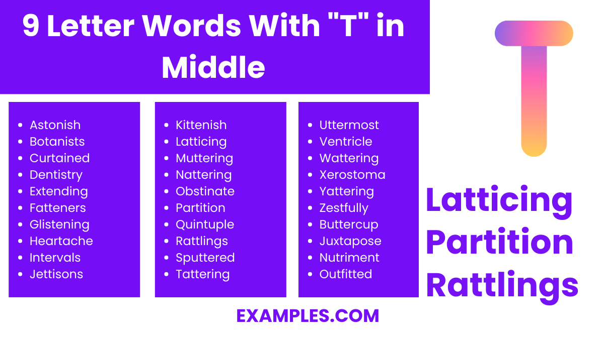 9 letter words with t in middle