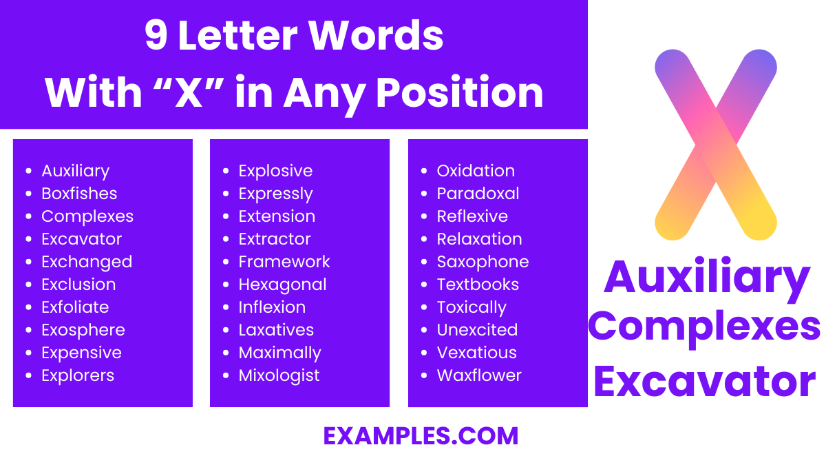 9 letter words with x in any position