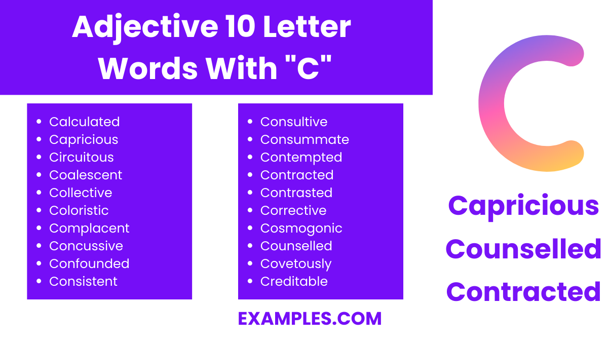 adjective 10 letter words with c