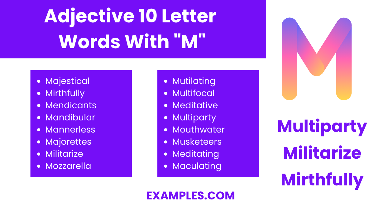 adjective 10 letter words with m