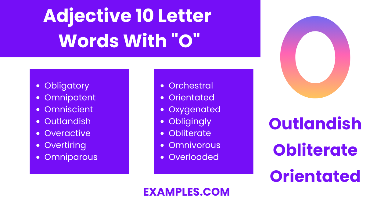 adjective 10 letter words with o