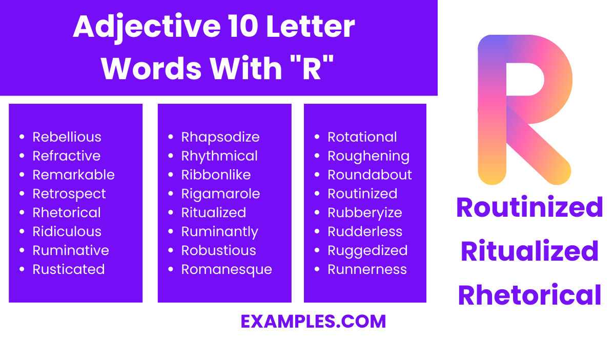 adjective 10 letter words with r