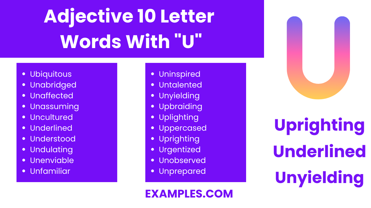 adjective 10 letter words with u