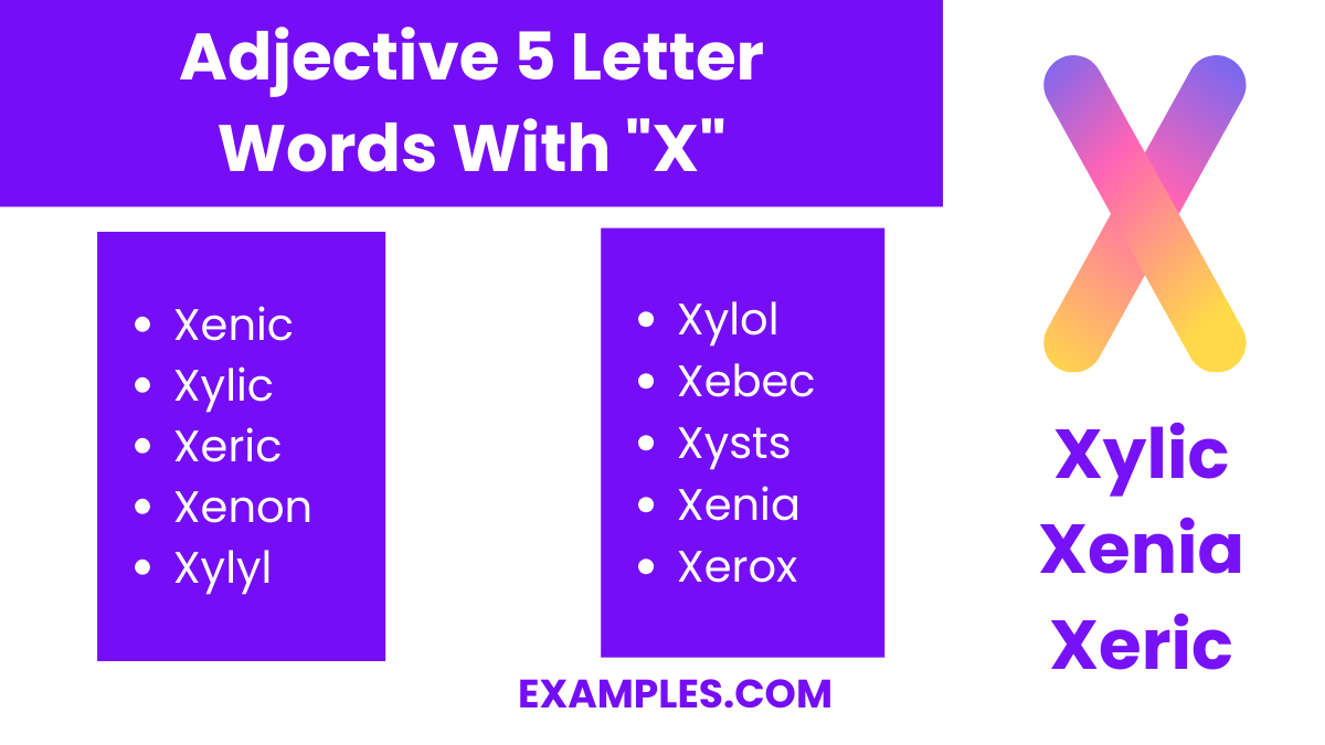 adjective 5 letter words with x