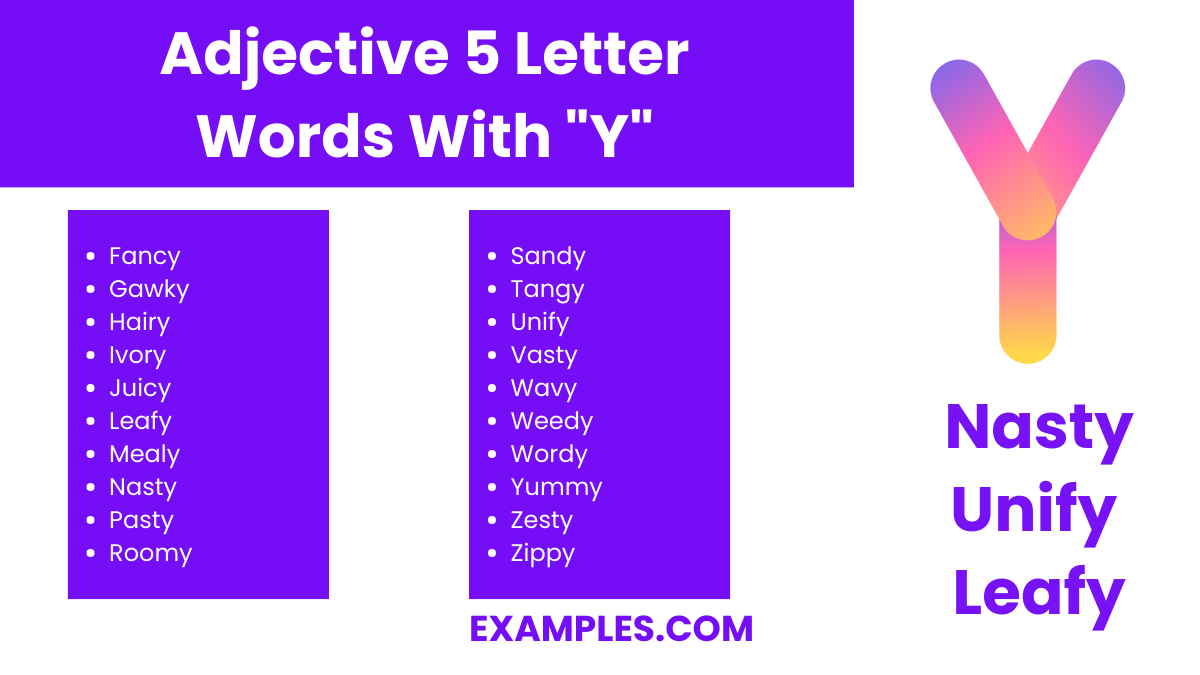 adjective 5 letter words with y