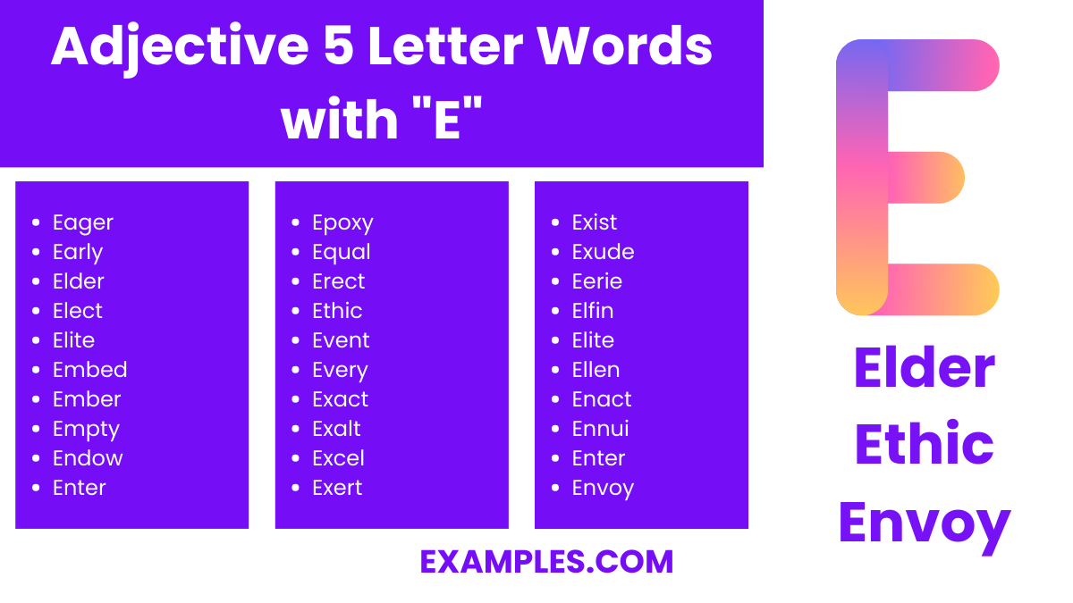 adjective 5 letter words with e