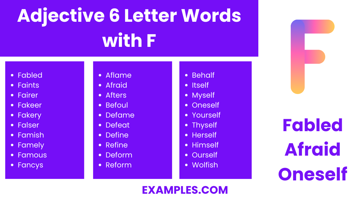 adjective 6 letter words with f