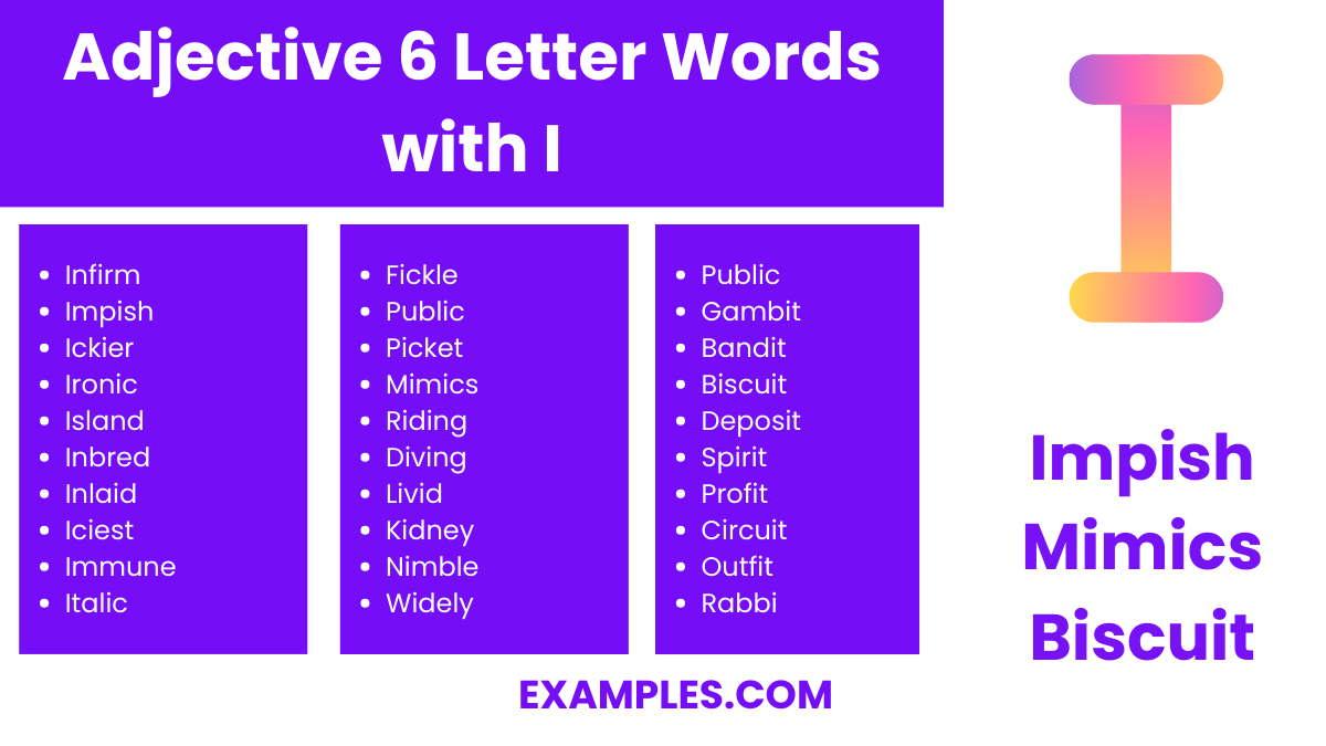 adjective 6 letter words with i