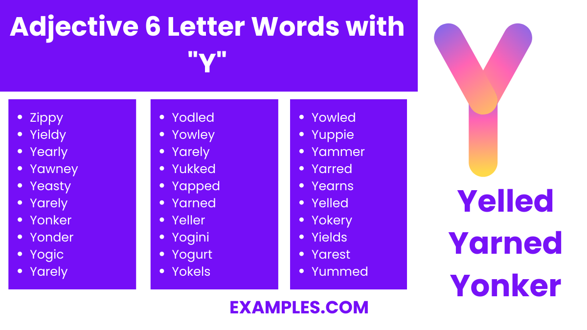 adjective 6 letter words with y