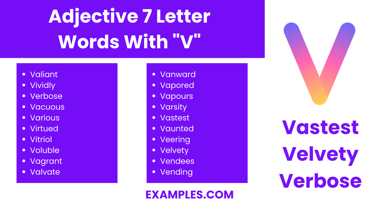 adjective 7 letter word with v