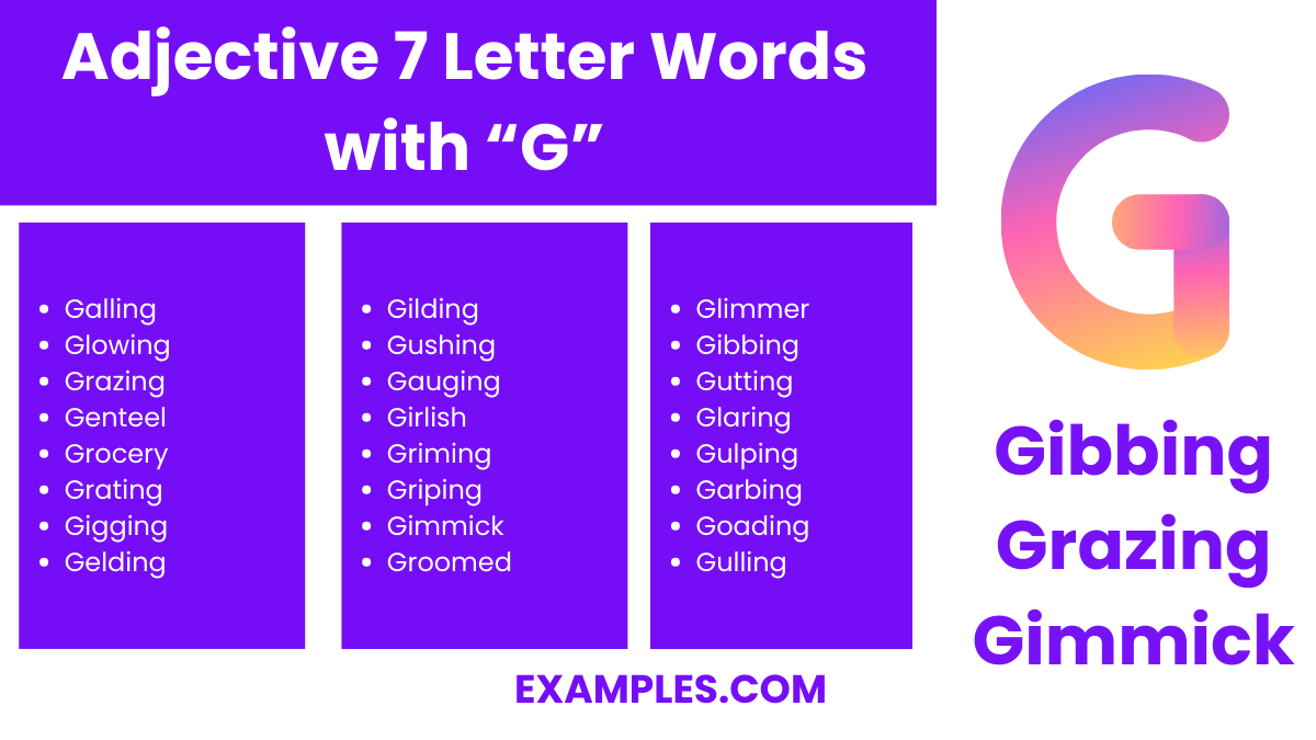 adjective 7 letter word with g