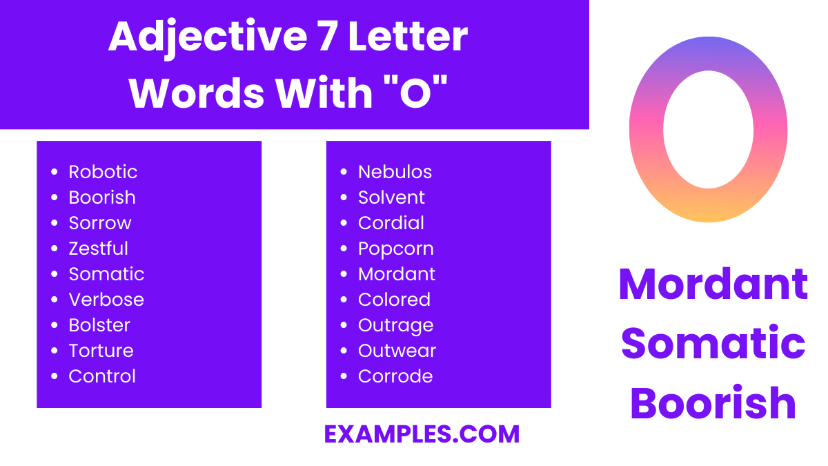 adjective 7 letter words with o