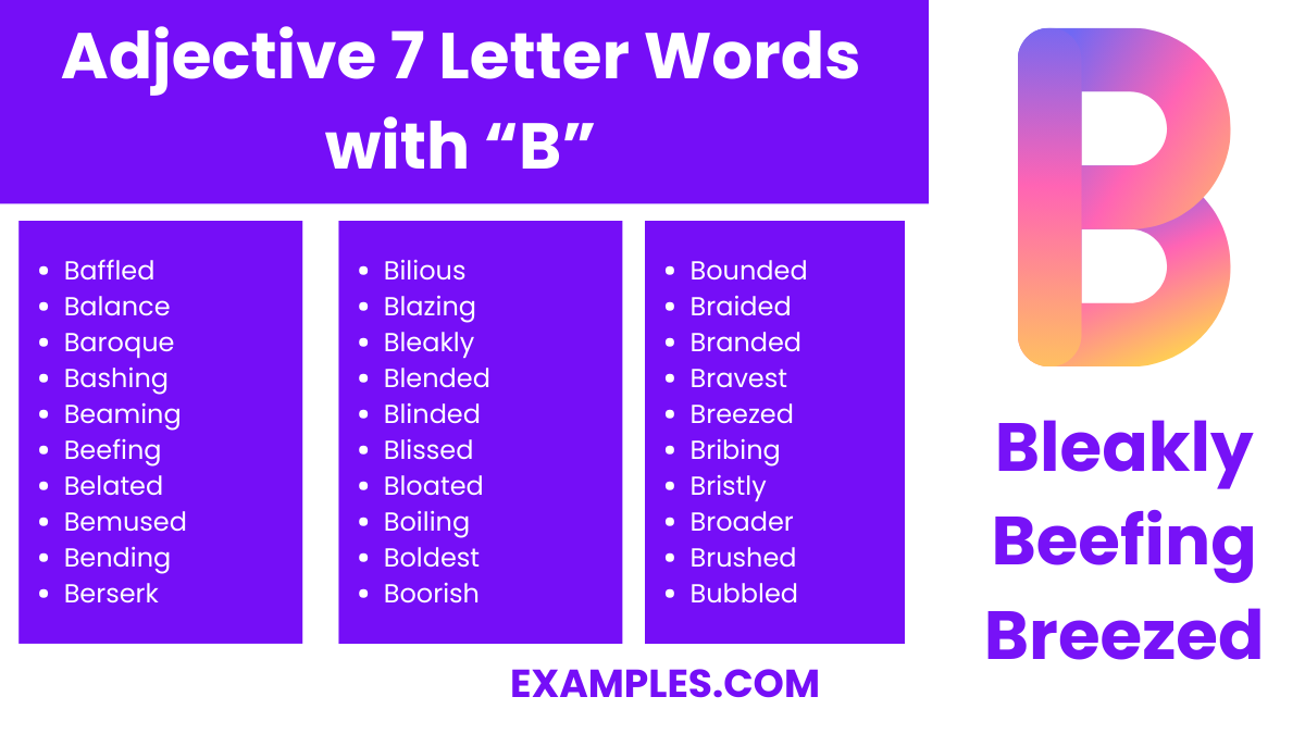 adjective 7 letter words with b