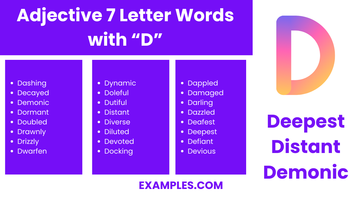 adjective 7 letter words with d