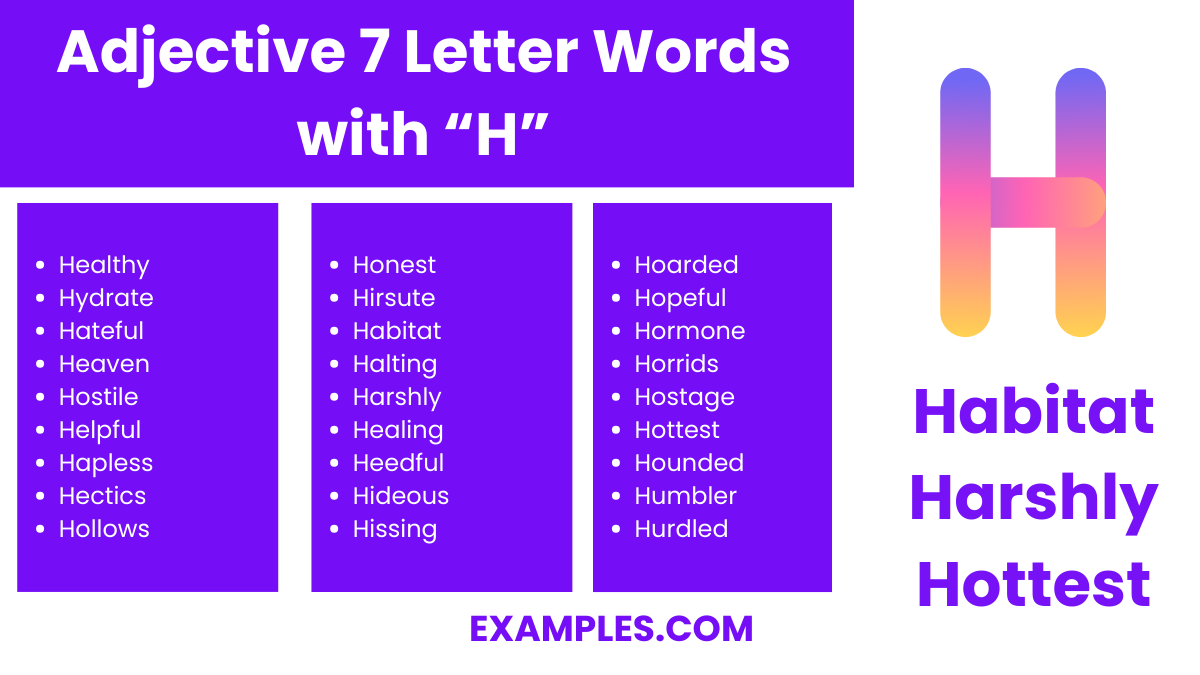 adjective 7 letter words with h