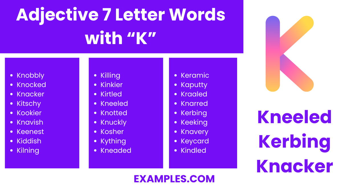 adjective 7 letter words with k