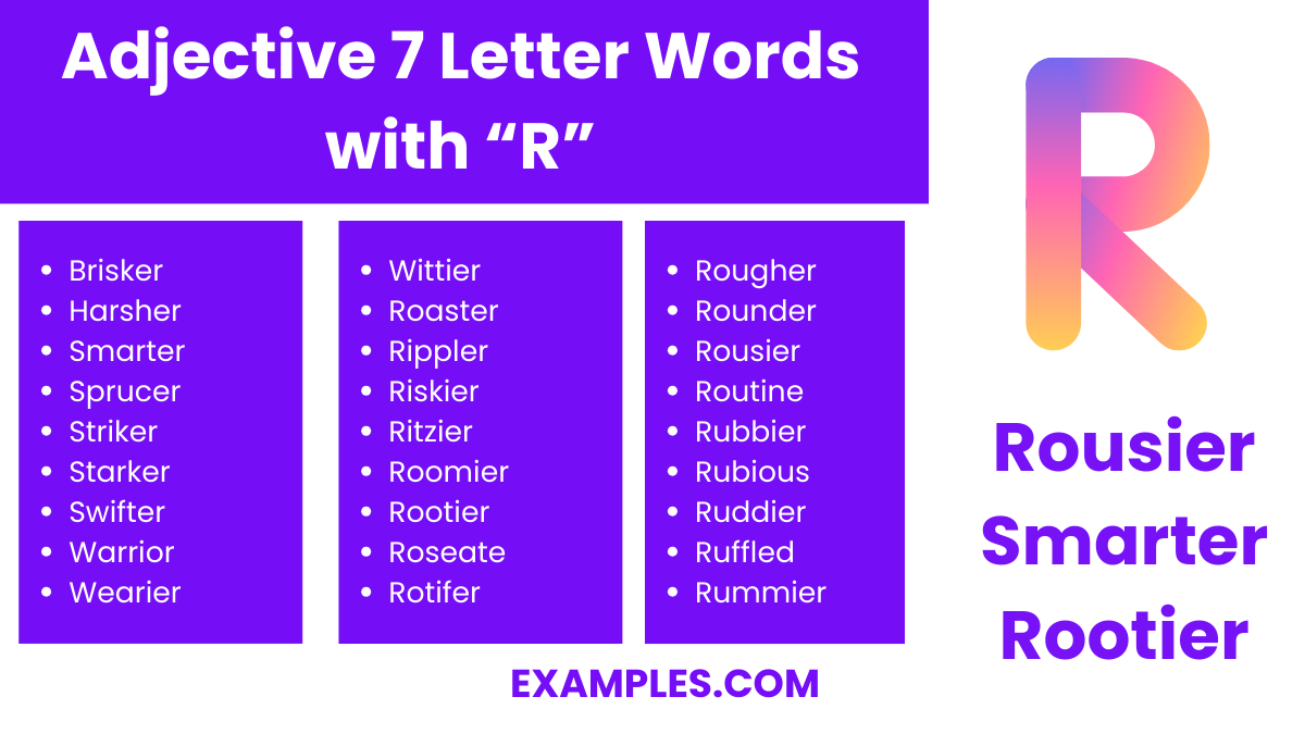 adjective 7 letter words with r