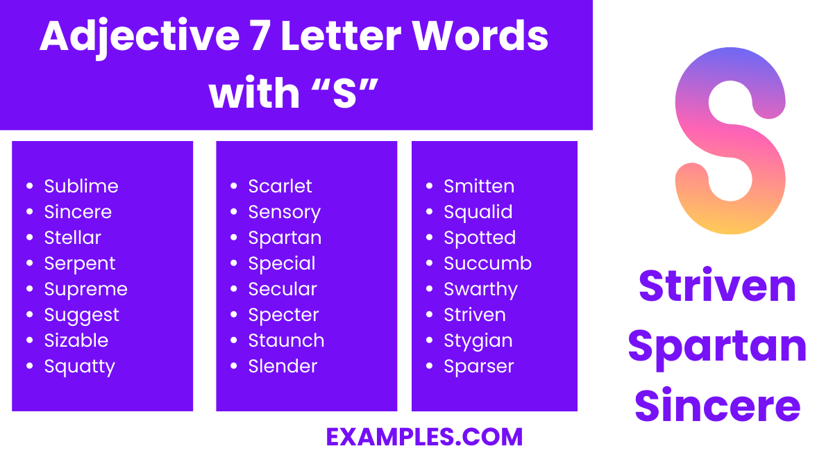 adjective 7 letter words with s