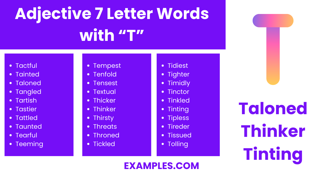 adjective 7 letter words with t