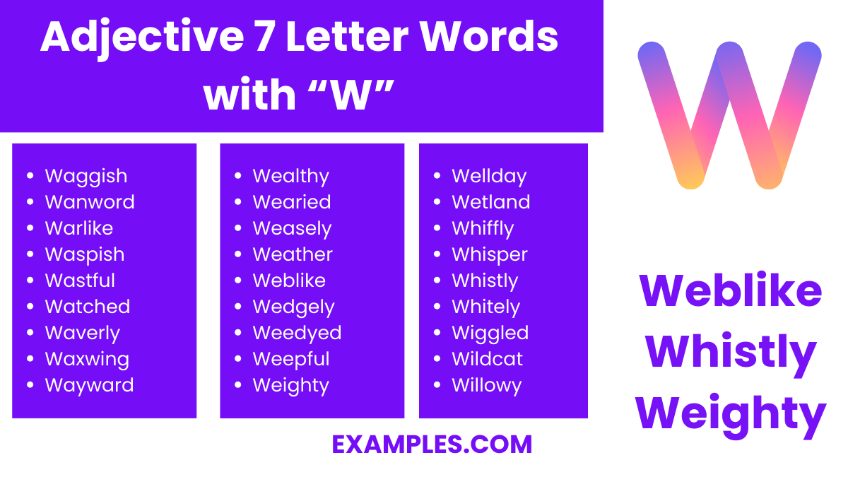 adjective 7 letter words with w