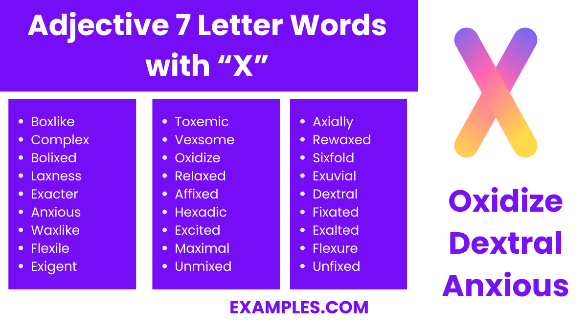 adjective 7 letter words with x