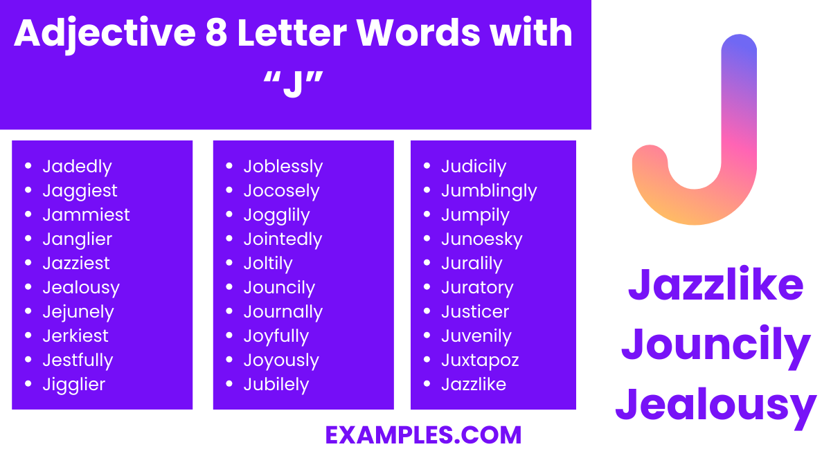 adjective 8 letter words with j