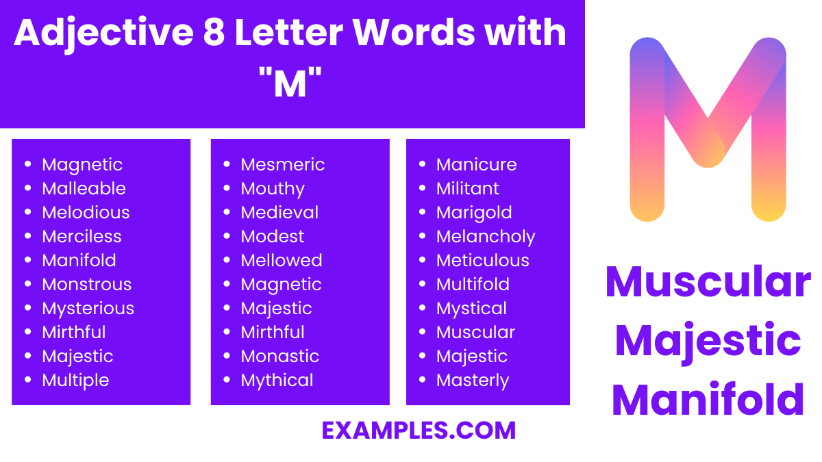 adjective 8 letter words with m 1