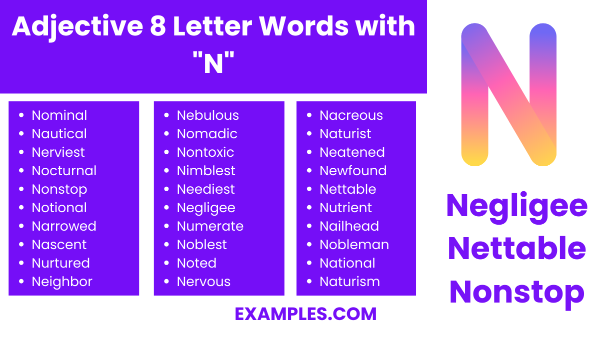 adjective 8 letter words with n
