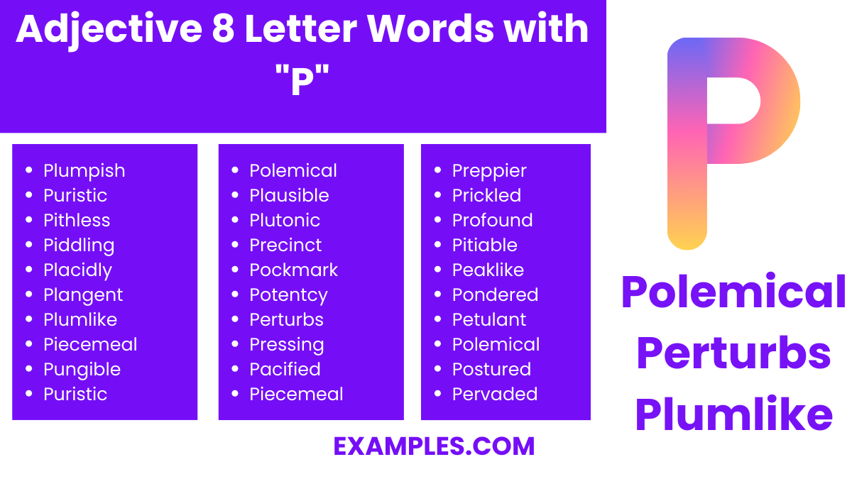adjective 8 letter words with p