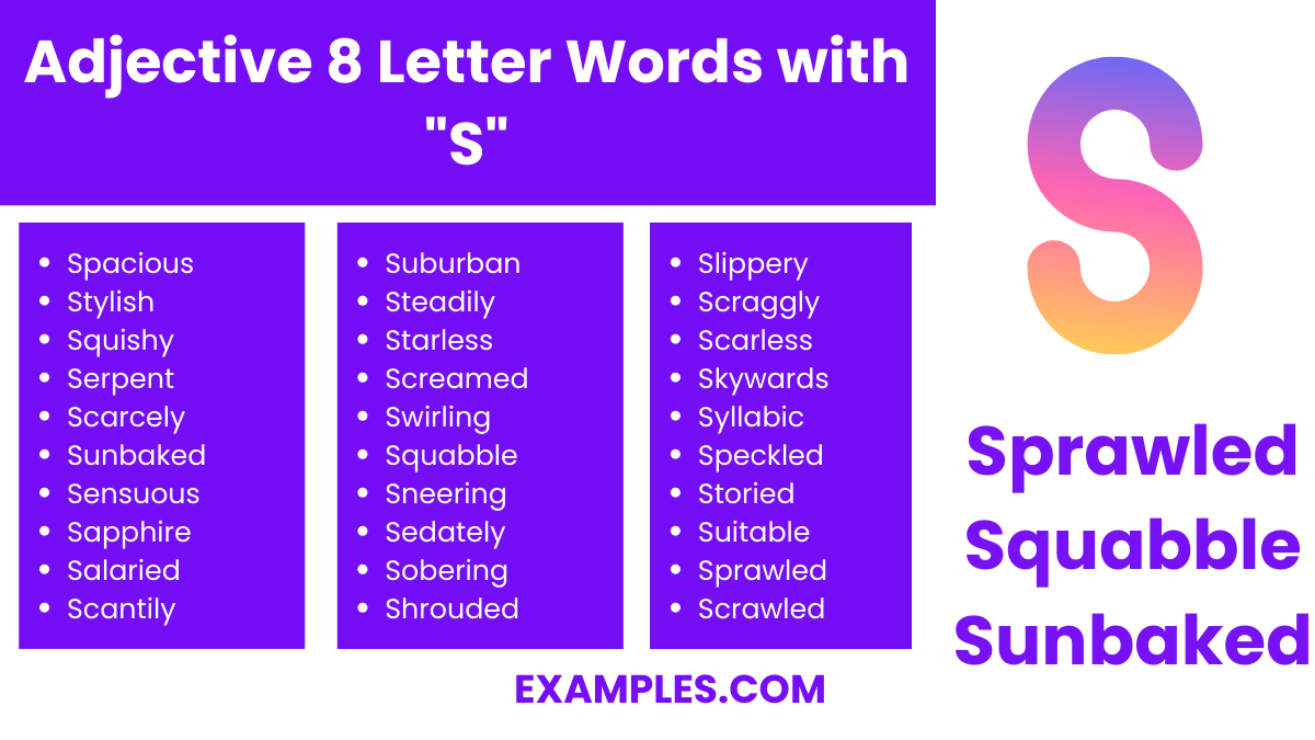 adjective 8 letter words with s