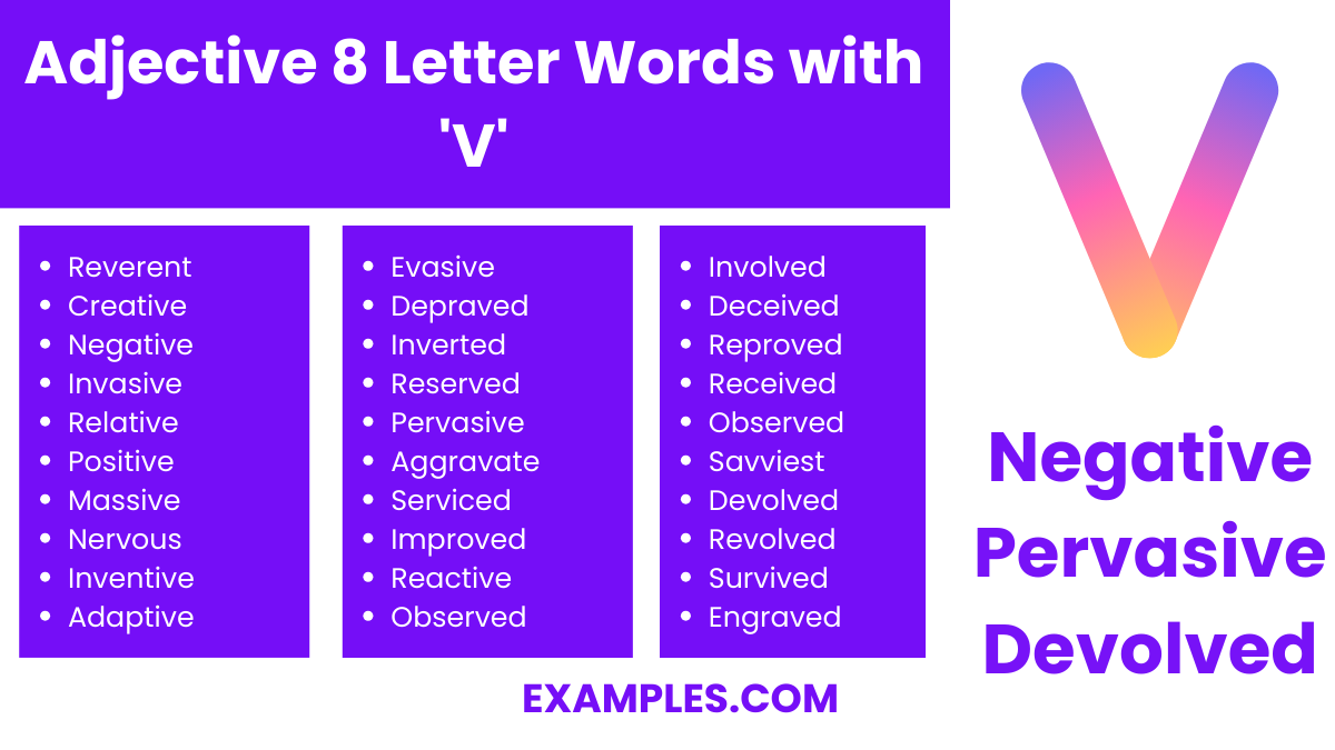 adjective 8 letter words with v