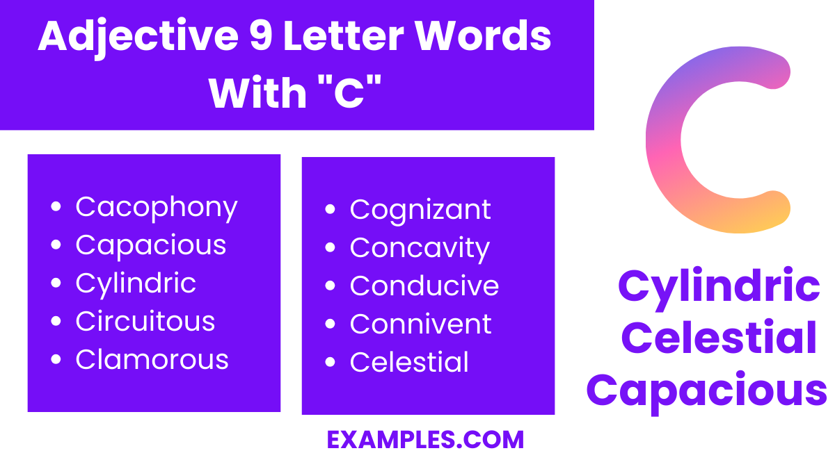adjective 9 letter words with c
