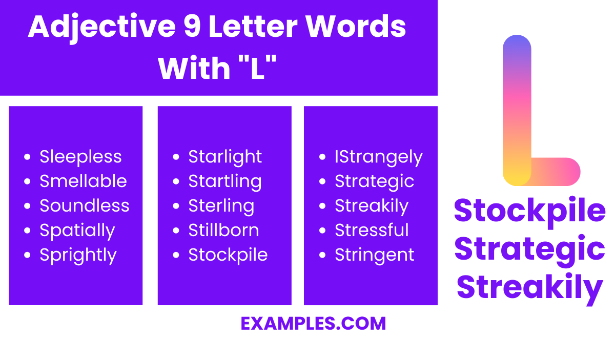 adjective 9 letter words with l