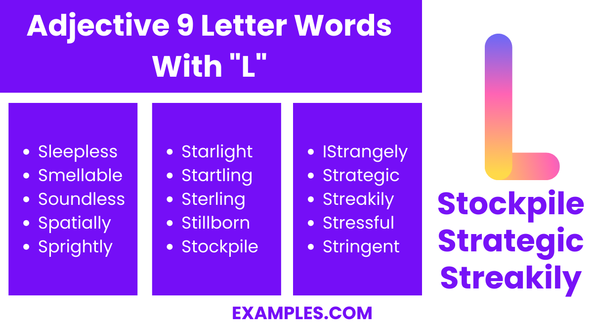 9 Letter words with l; Meaning, PDF