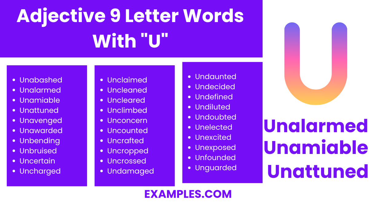 adjective 9 letter words with u