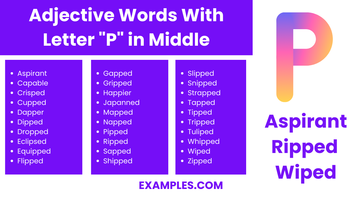 adjective words with letter p in middle
