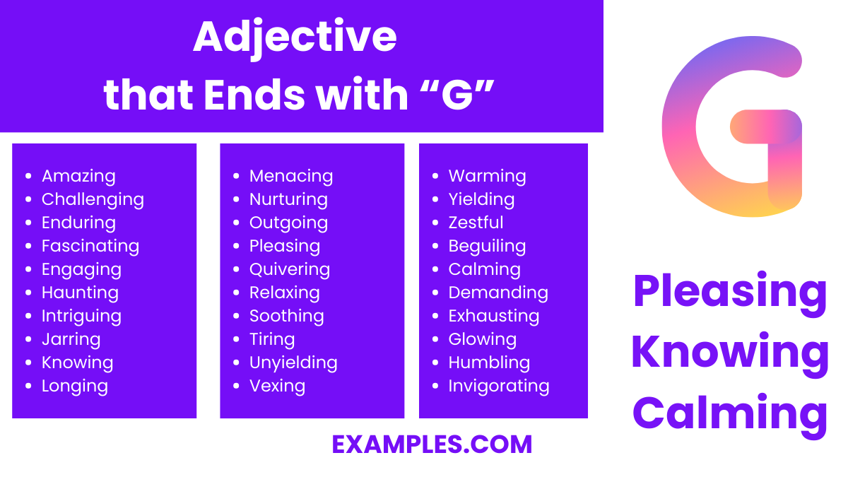 adjective that end g